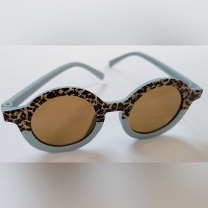 Light Blue Leopard Print Kids Sunglasses